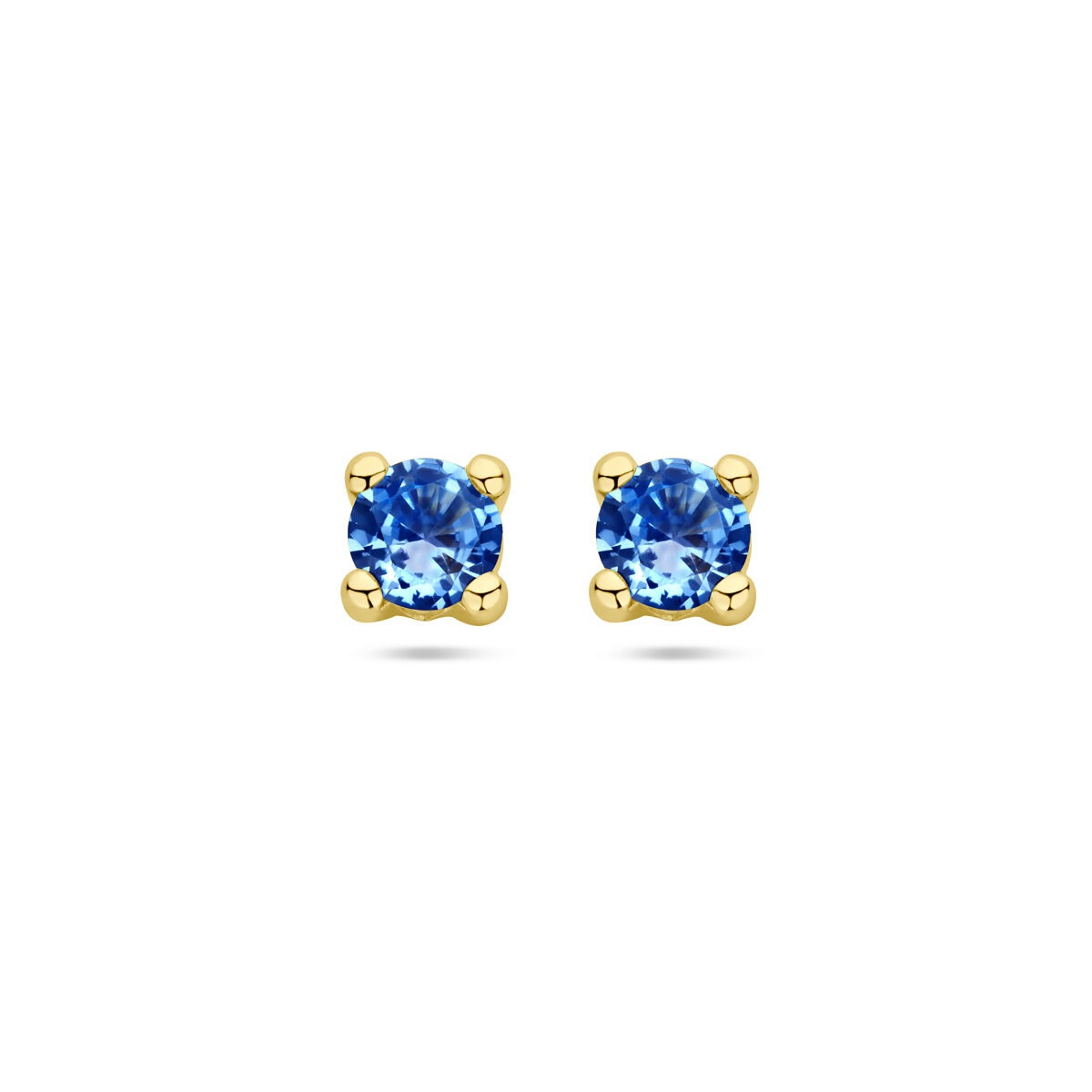 Boucles d'oreilles en or jaune 14 carats avec aquamarine synthétique.