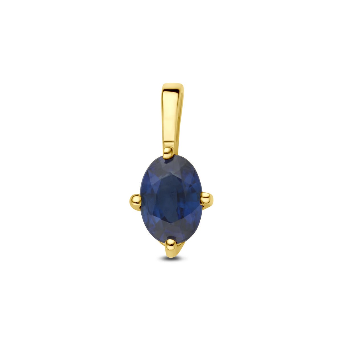 Pendentif en or jaune 14 carats avec saphir ovale.