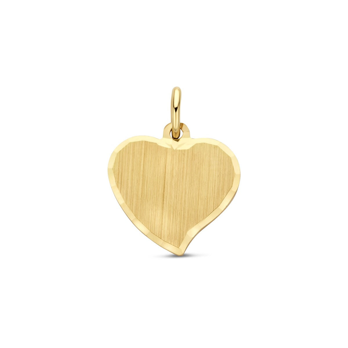 Pendentif en or jaune 9 carats en forme de cœur avec finition brossée.