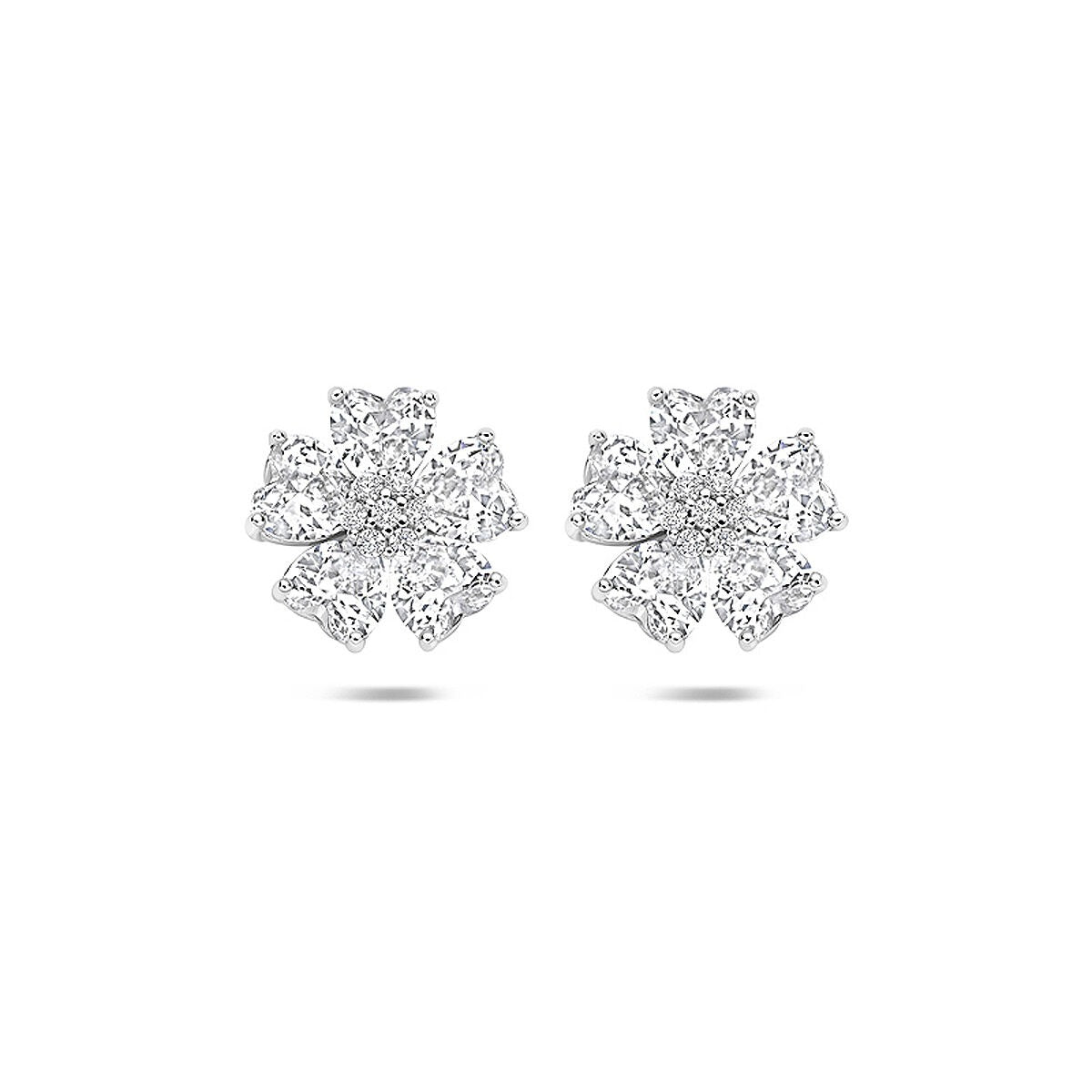 Puces d'oreilles en argent avec zircone en forme de cœur - argent rhodié 925