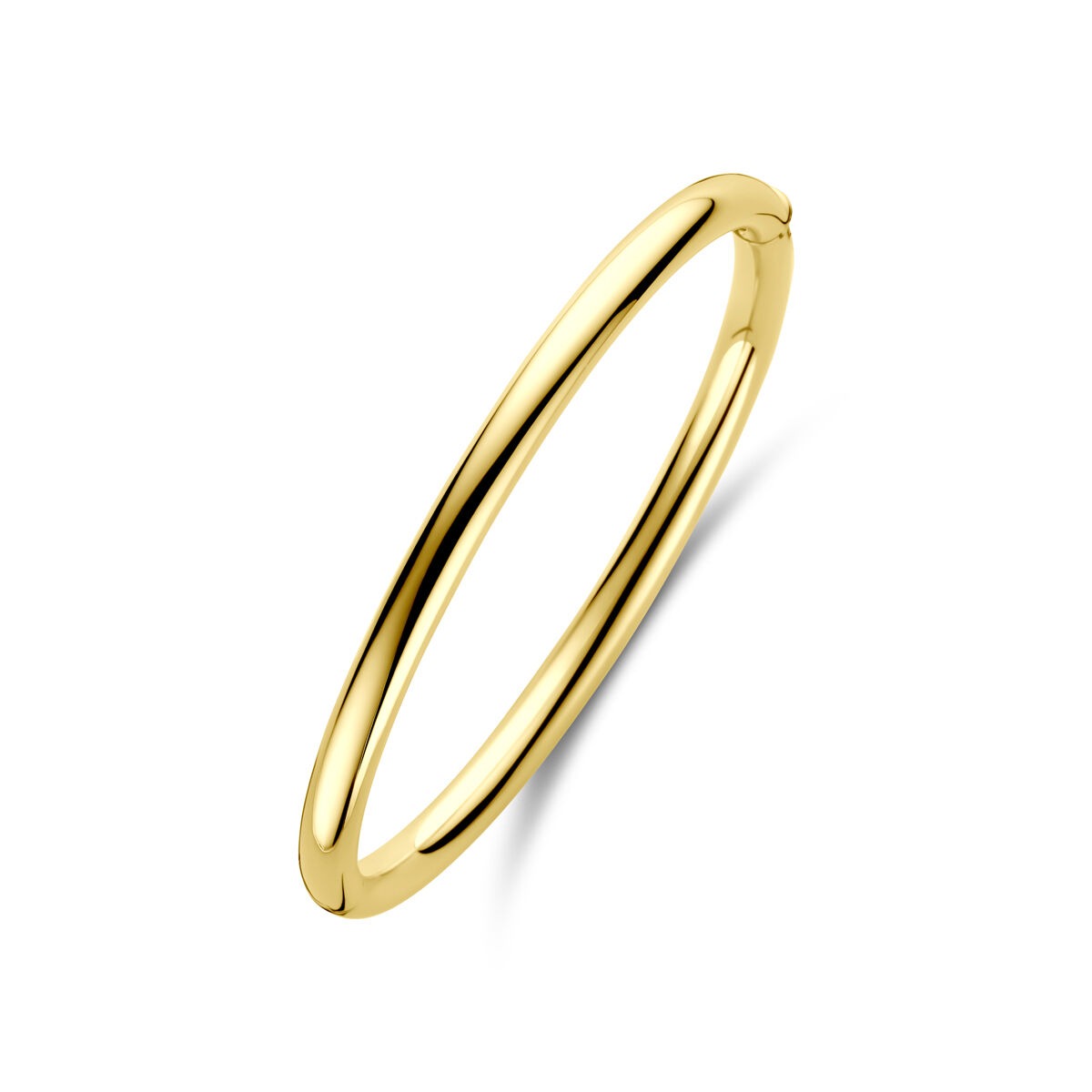 Bracelet jonc en or jaune 14 carats, 5 mm de large, au design lisse et brillant.