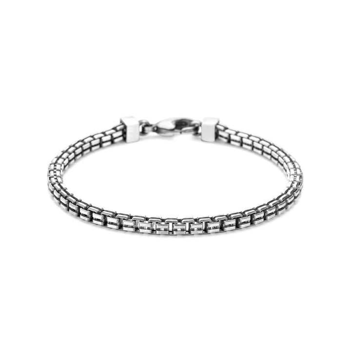 Geoxideerde zilveren heren armband met fantasie schakel