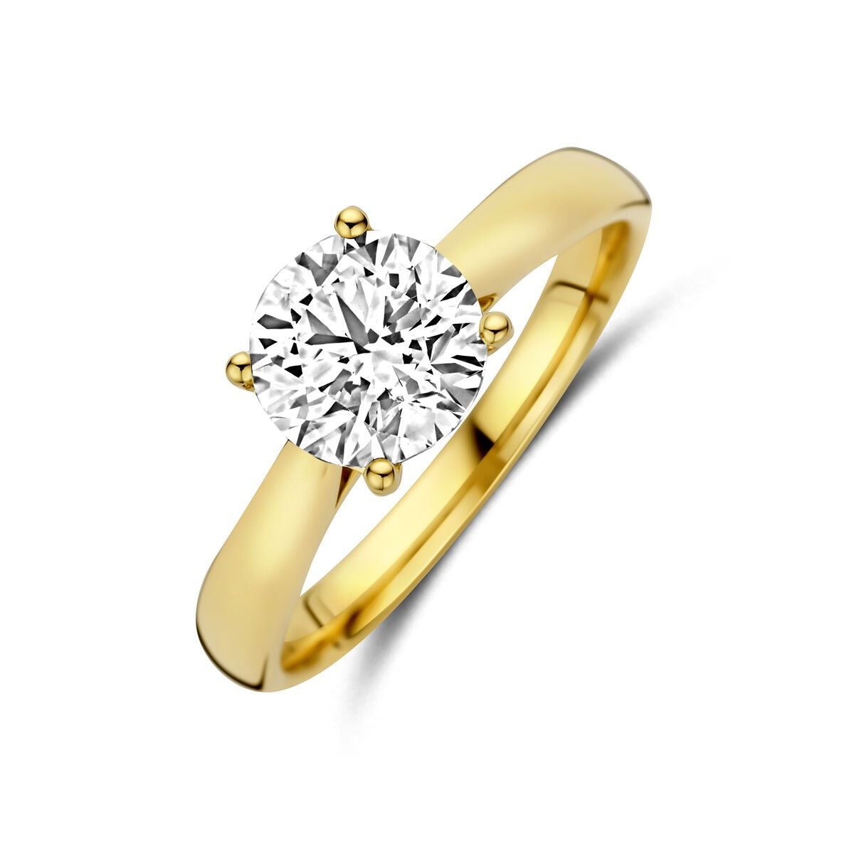 Bague en or jaune 14 carats avec diamant lab grown de 1,50 ct.