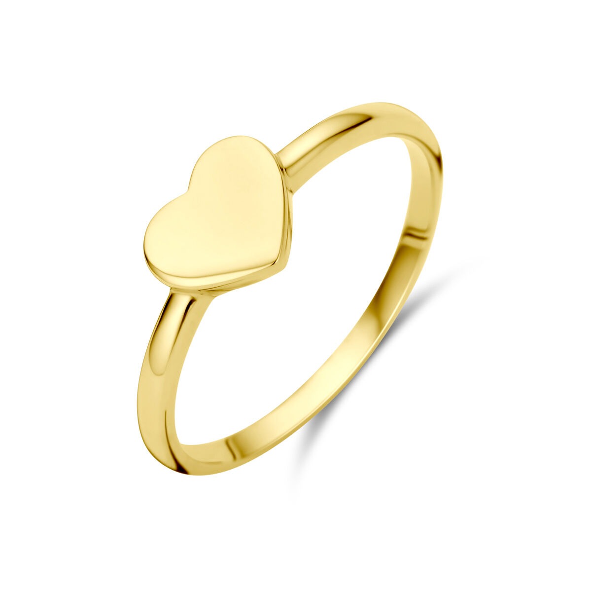 Bague en or jaune 9 carats avec un motif en forme de cœur.