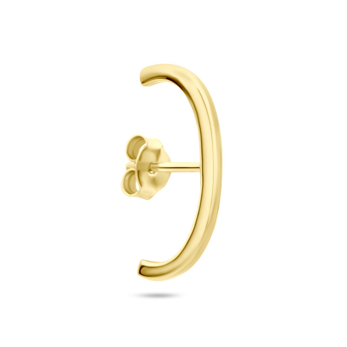 Boucle d'oreille en argent 925 doré, forme incurvée et finition lisse.