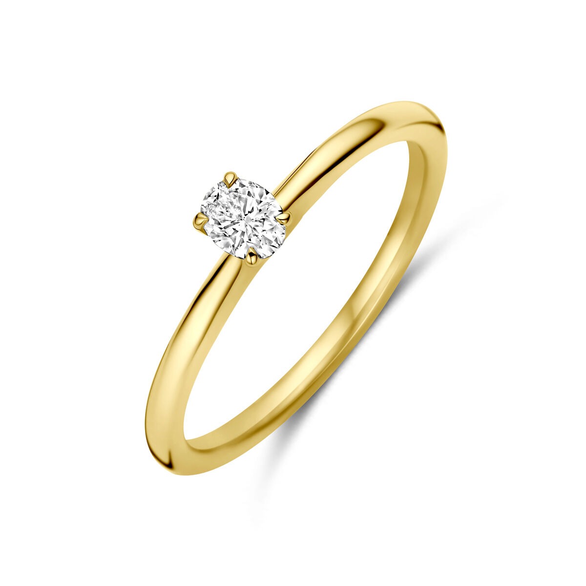 Bague en or jaune 14 carats avec un diamant solitaire de 0,21 ct.