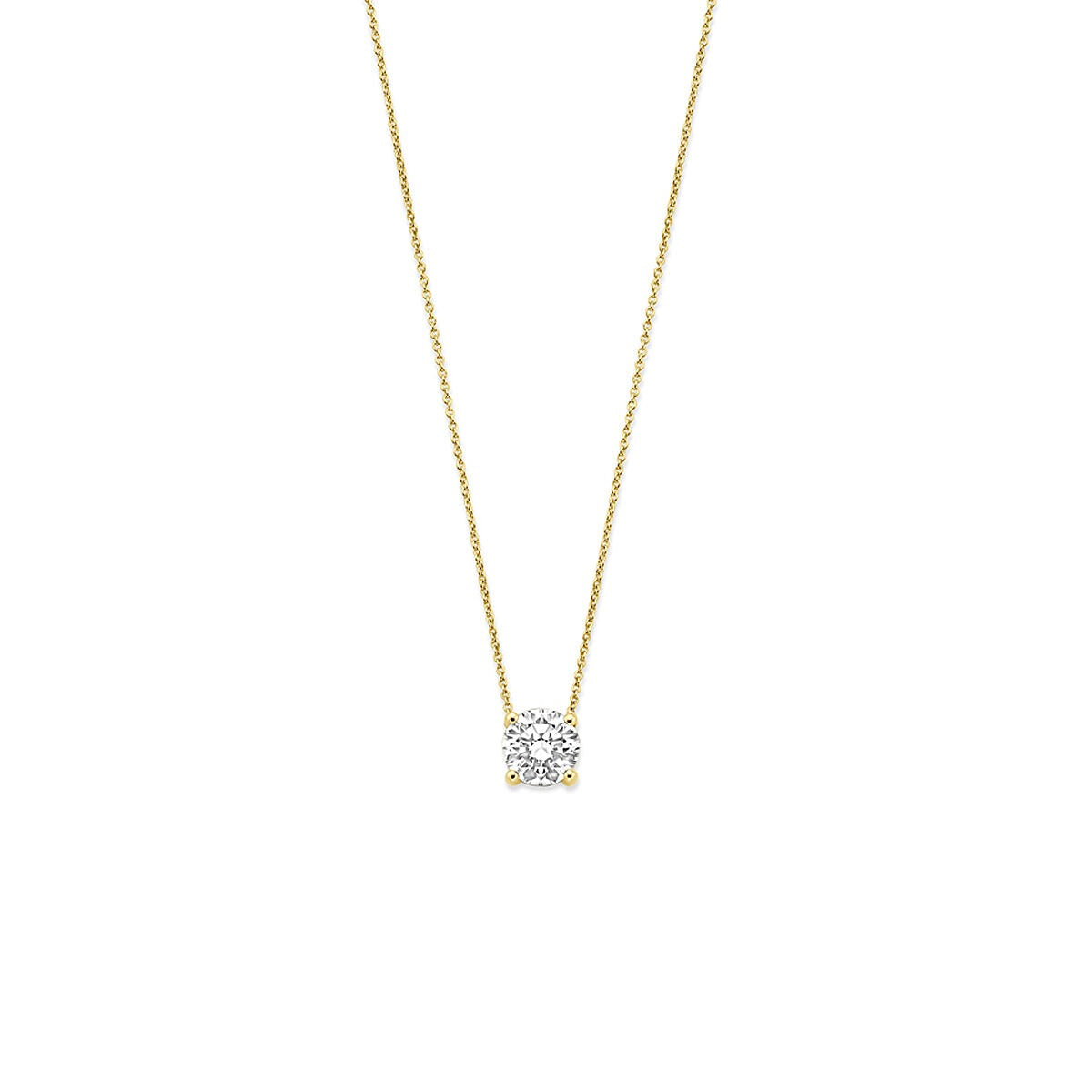 Collier en or jaune 14k avec un diamant lab grown de 1,00 ct.