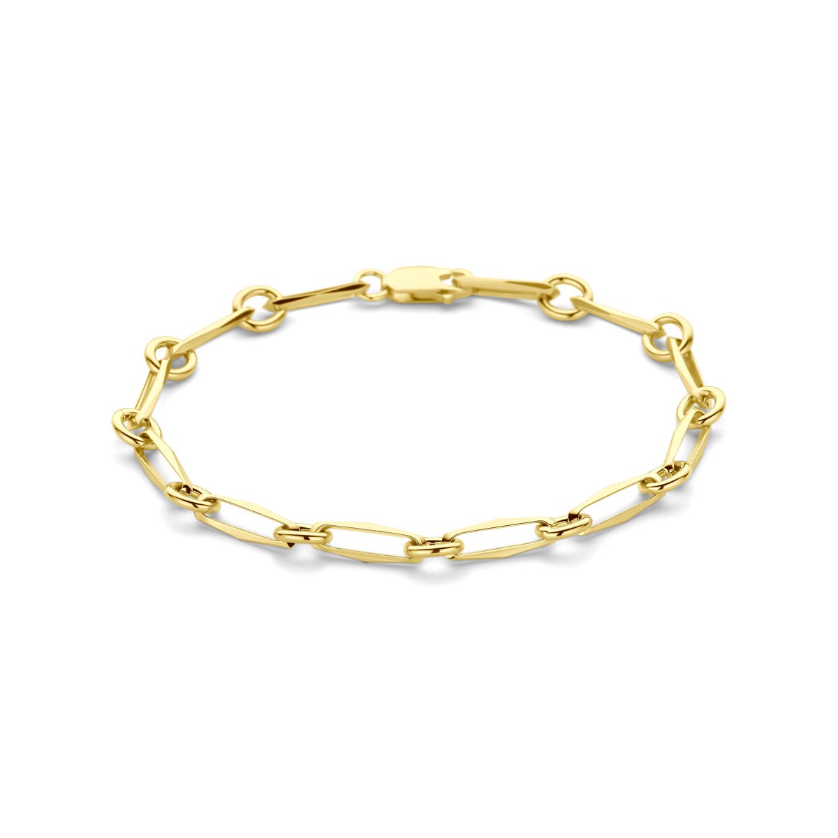 Bracelet en or jaune 14 carats avec maillons fermés de 5,0 mm.