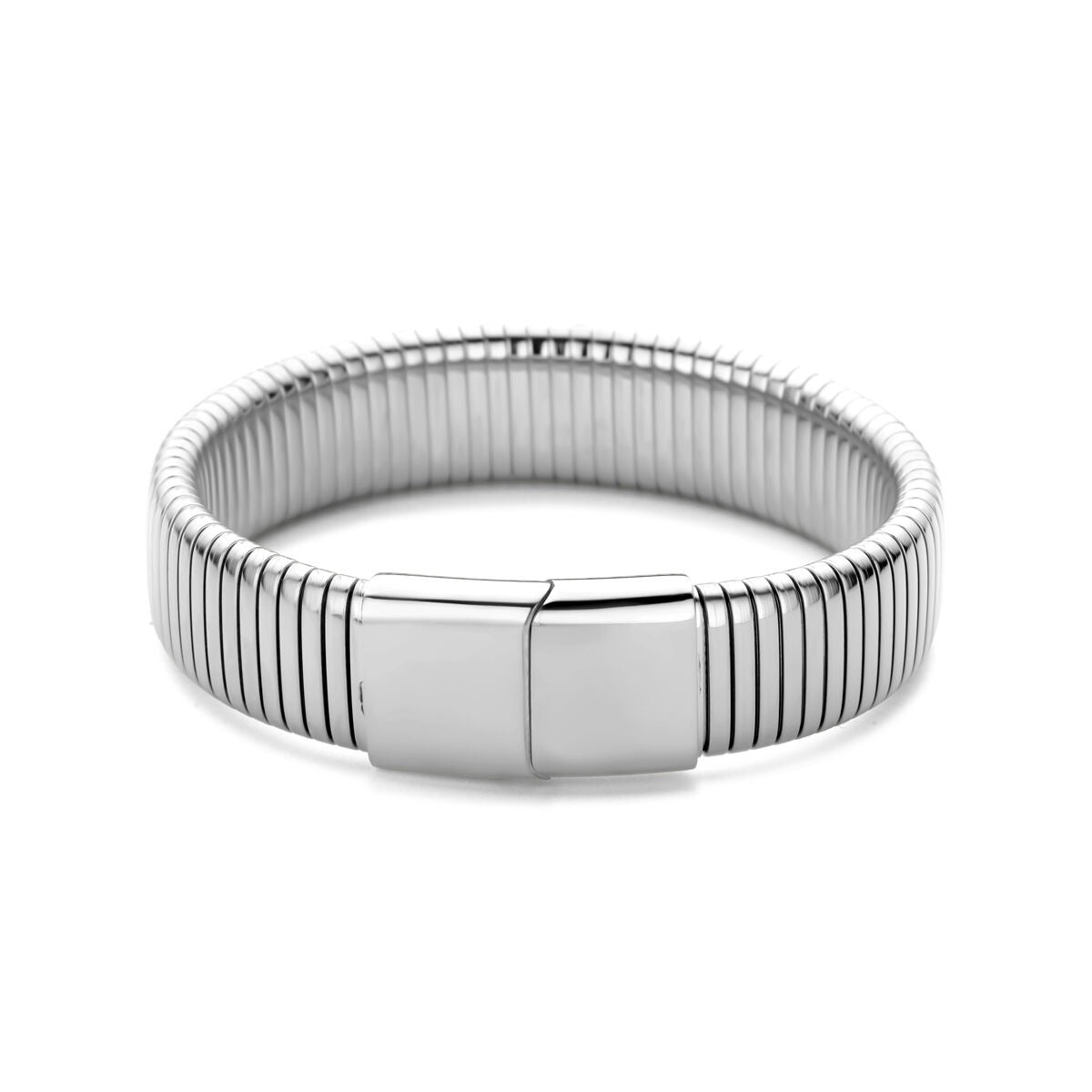 Bracelet en acier pour femme couleur argent 15 mm 18,5 cm