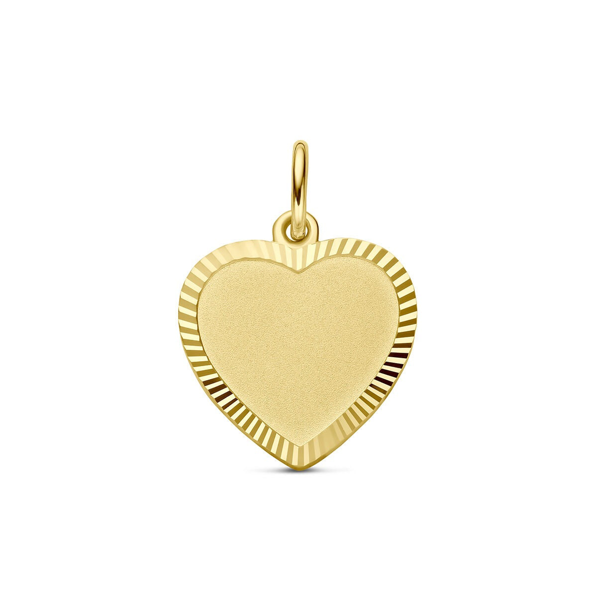 pendentif en or jaune 9 carats en forme de cœur avec finition diamantée.