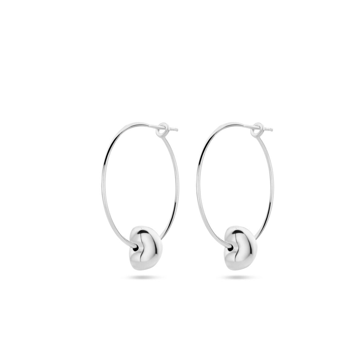 Boucles d'oreilles en argent pour femme en forme de cœur – rhodiées 31 mm