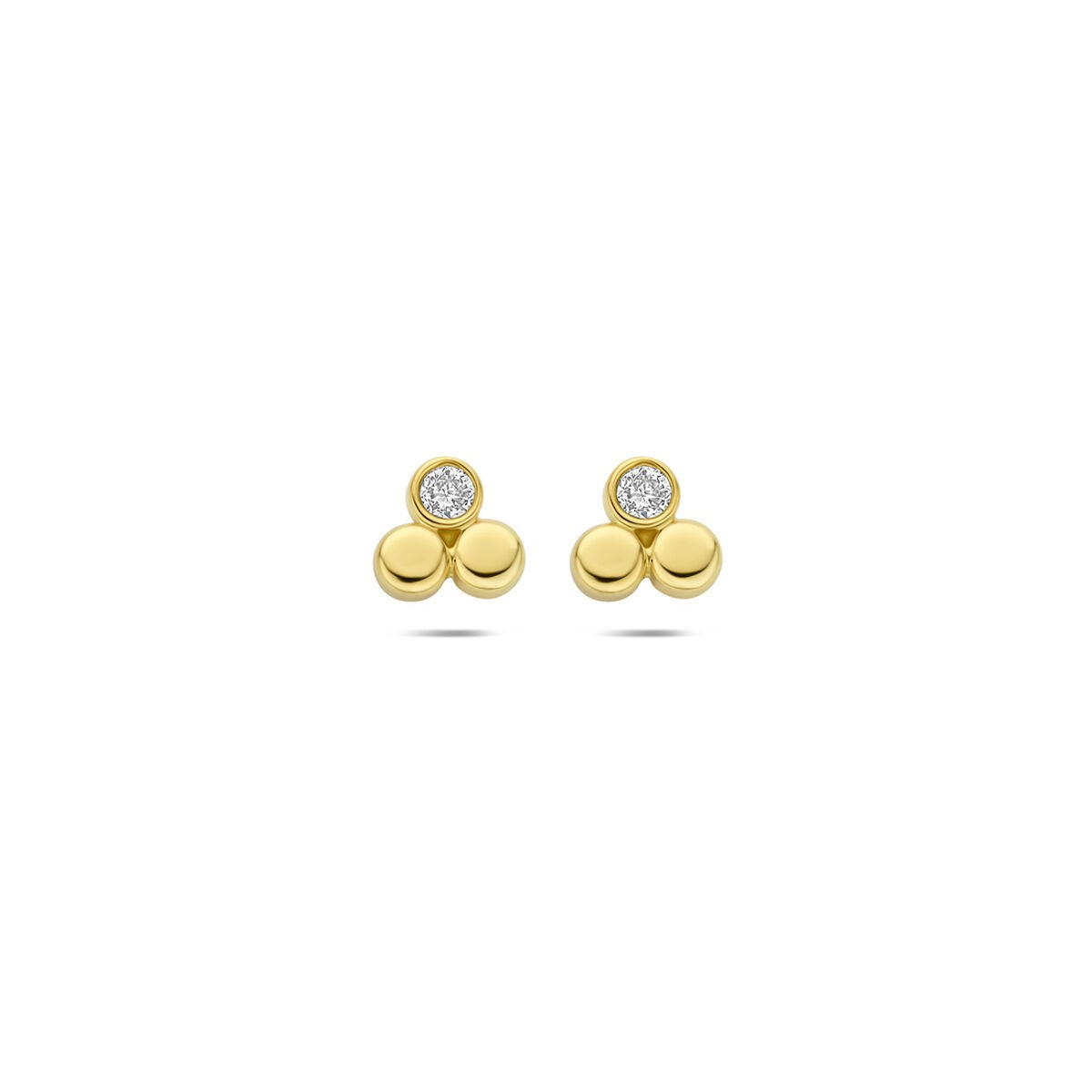 Boucles d'oreilles en or jaune 14 carats avec diamant lab-grown de 0,13 ct.