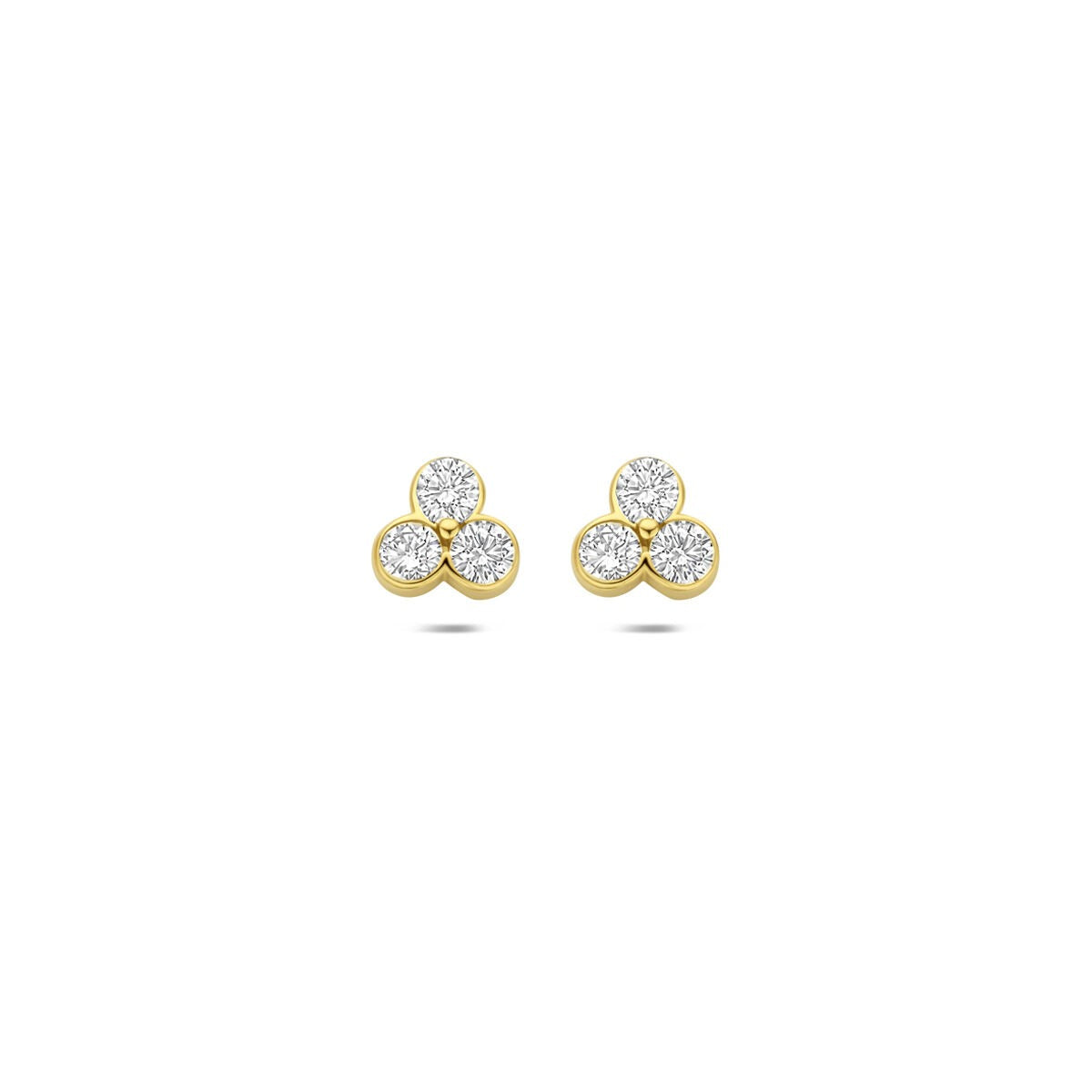 Boucles d'oreilles en or jaune 14 carats avec diamants cultivés en laboratoire de 0,52 ct, en forme de trèfle.