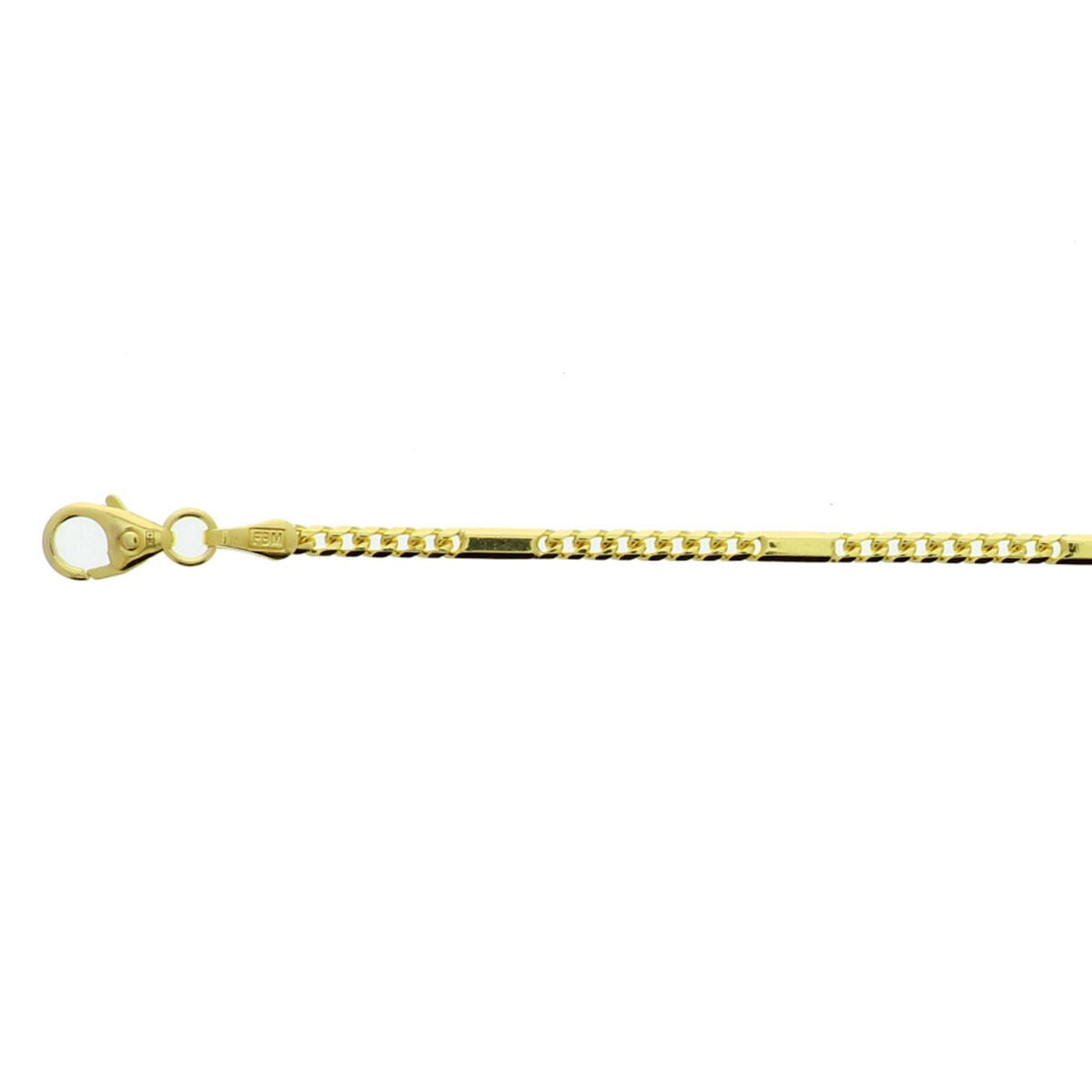 Collier gourmette en or jaune 14 carats avec maillons intermédiaires de 2 mm.