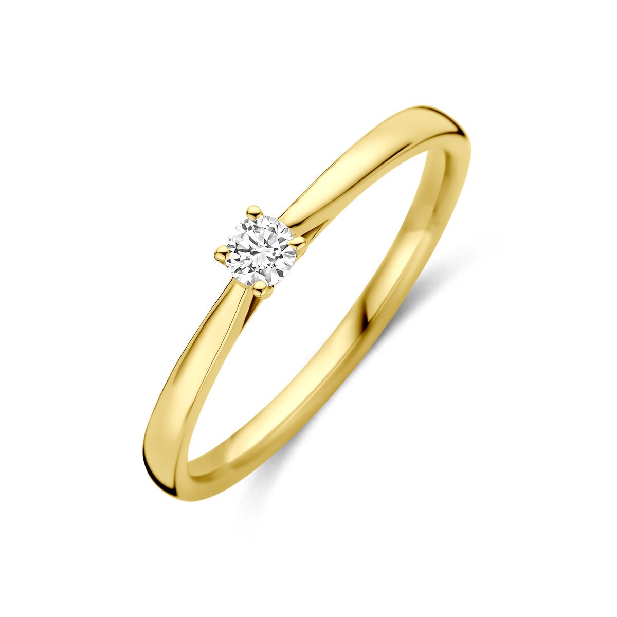 Bague en or jaune 14 carats avec un diamant cultivé en laboratoire de 0,10 ct.