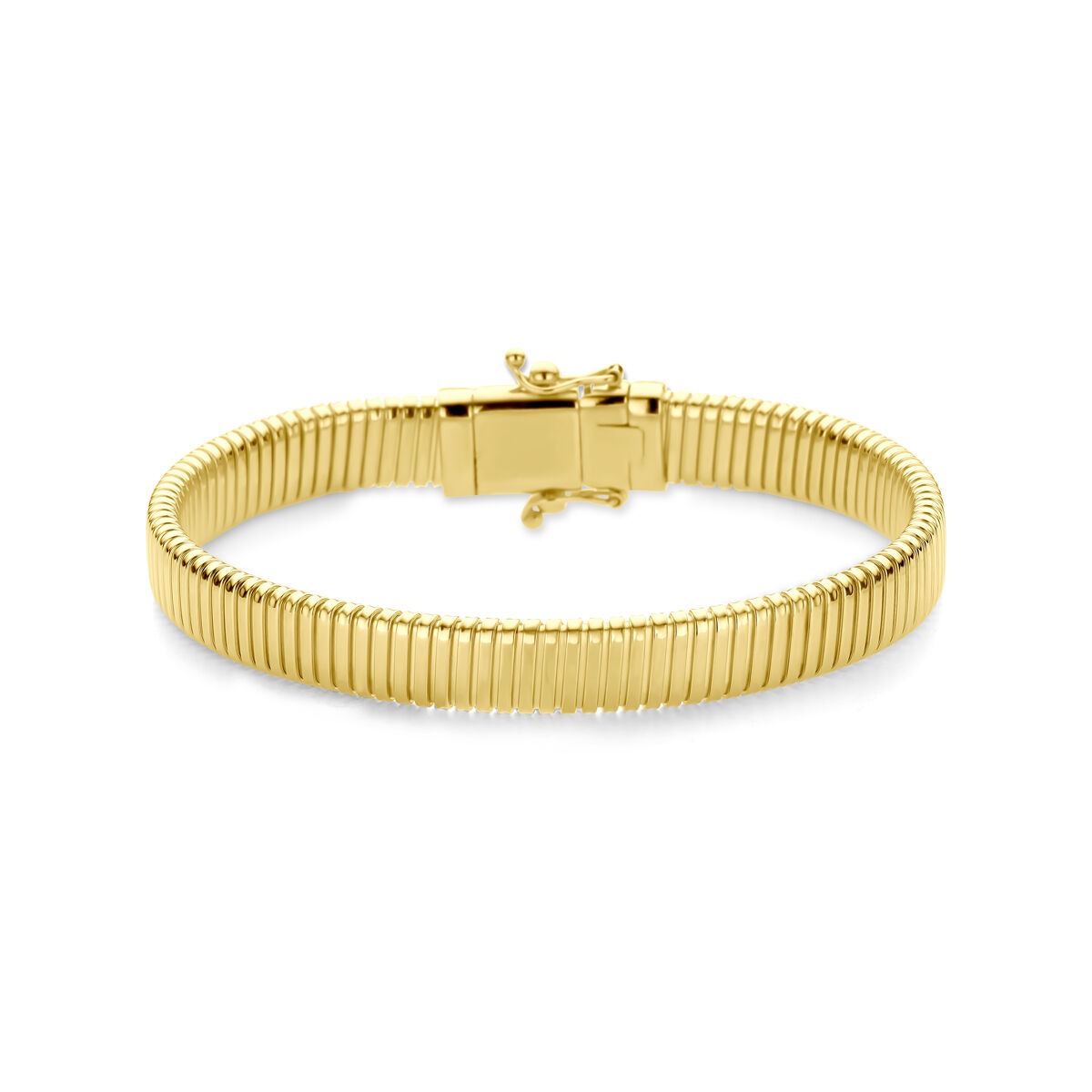Bracelet en or jaune 14 carats avec maillons tubogas.