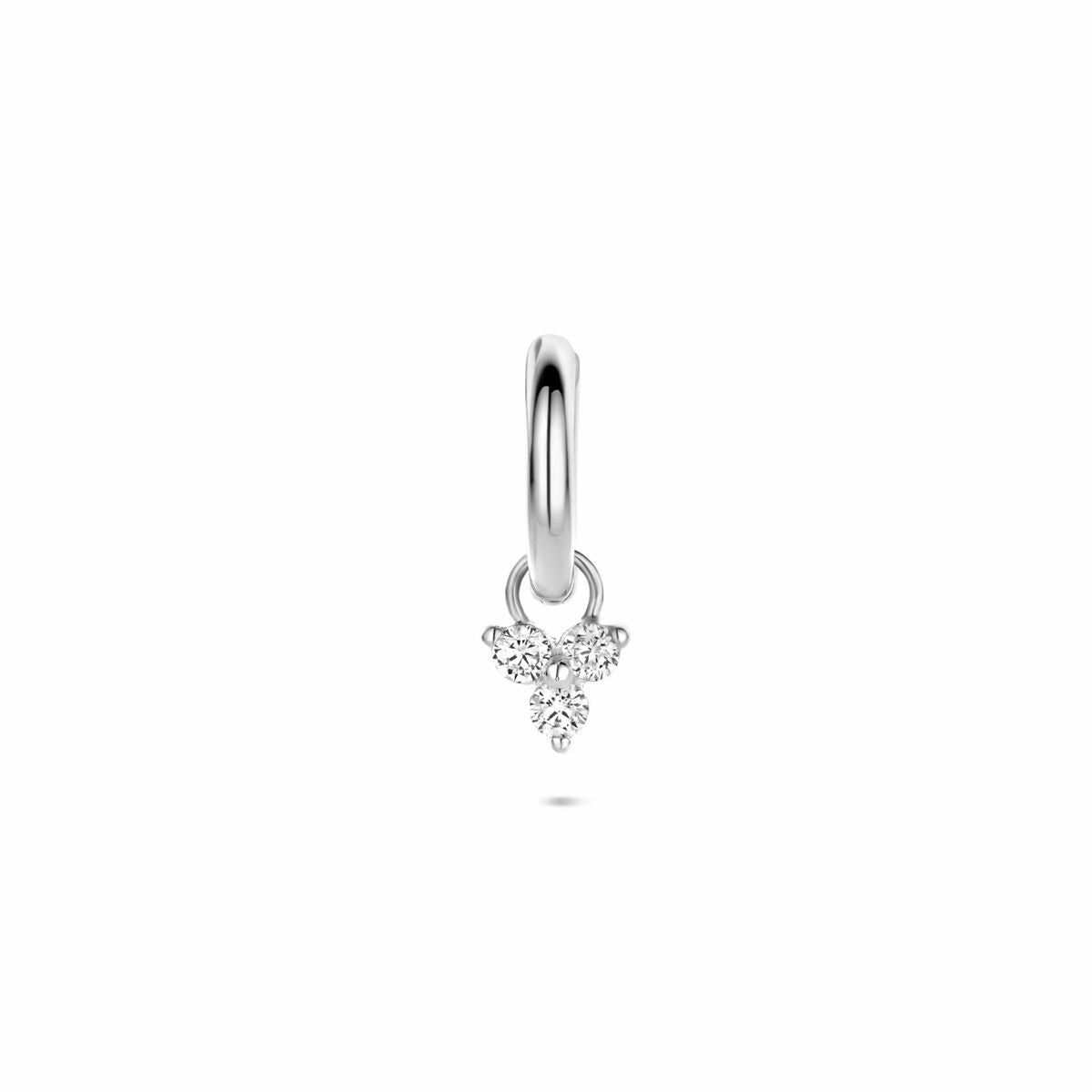 Boucle d'oreille en argent rhodié avec zirconia, en forme de goutte.