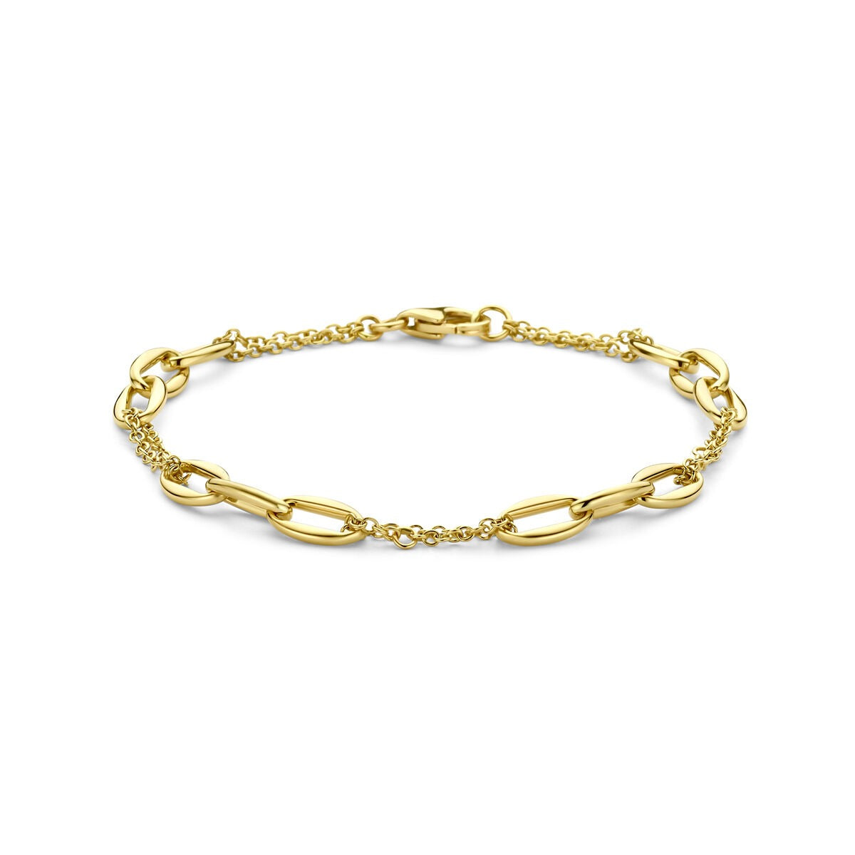 Bracelet en or jaune 14 carats avec maillons en forme d'ancre.