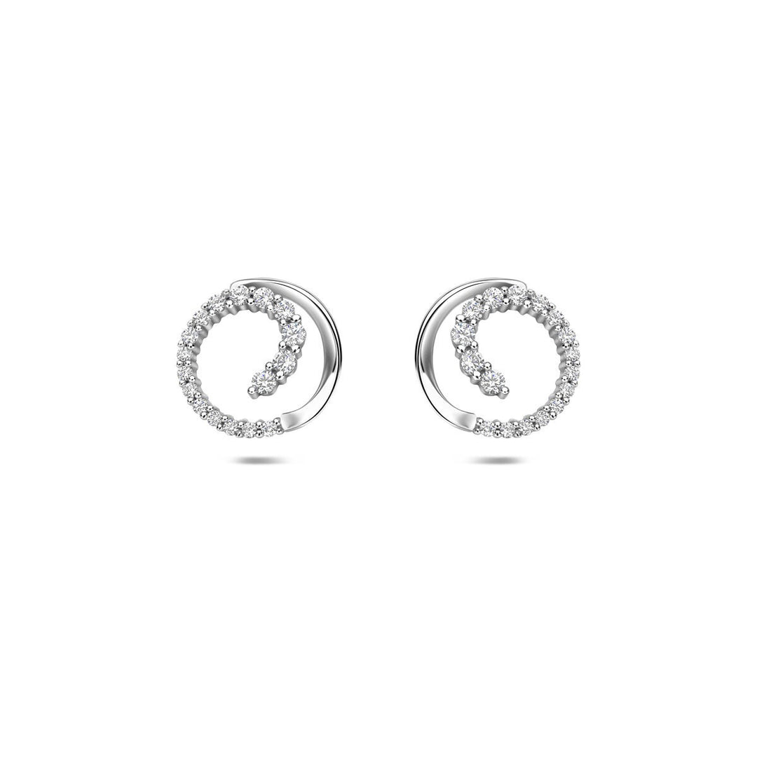 Zilveren oorknopjes met zirkonia – entourage briljant geslepen 9,5 mm