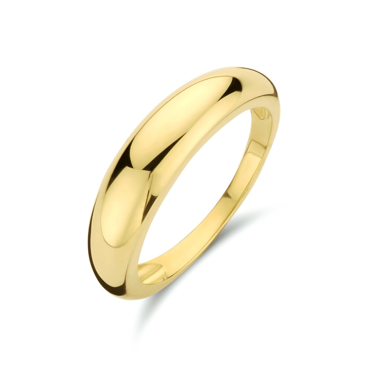bague en or jaune 9 carats, au design classique et puissant, finition lisse et brillante.