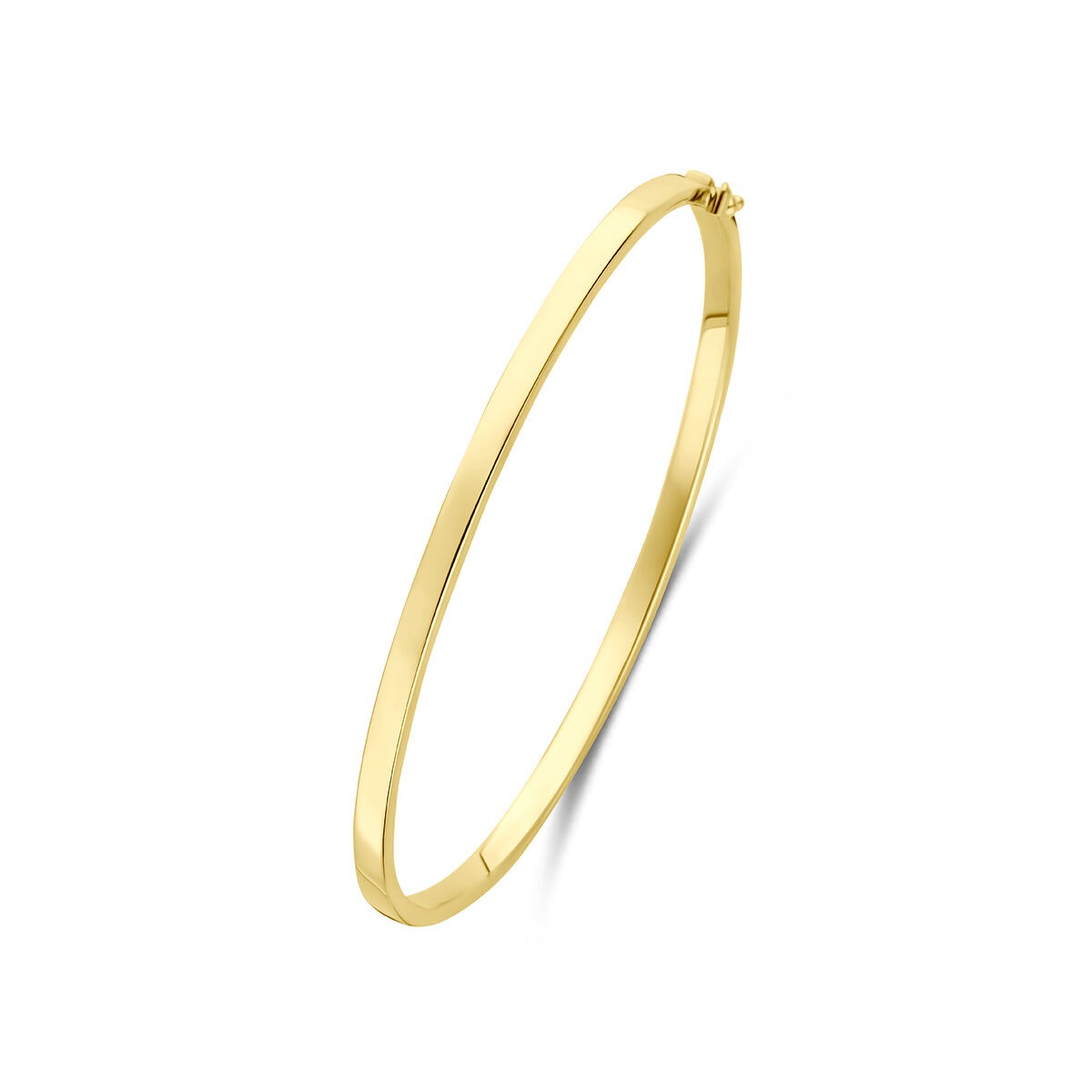Bracelet jonc en or jaune 9 carats avec tube plat et cœur en argent.