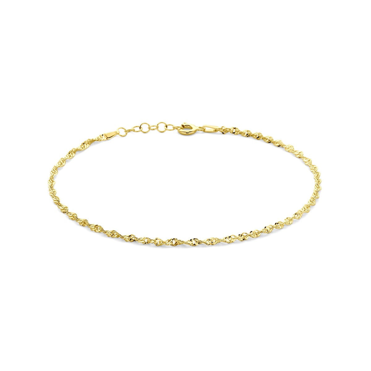 Bracelet jonc en argent 925 plaqué or jaune avec maillons Singapore.