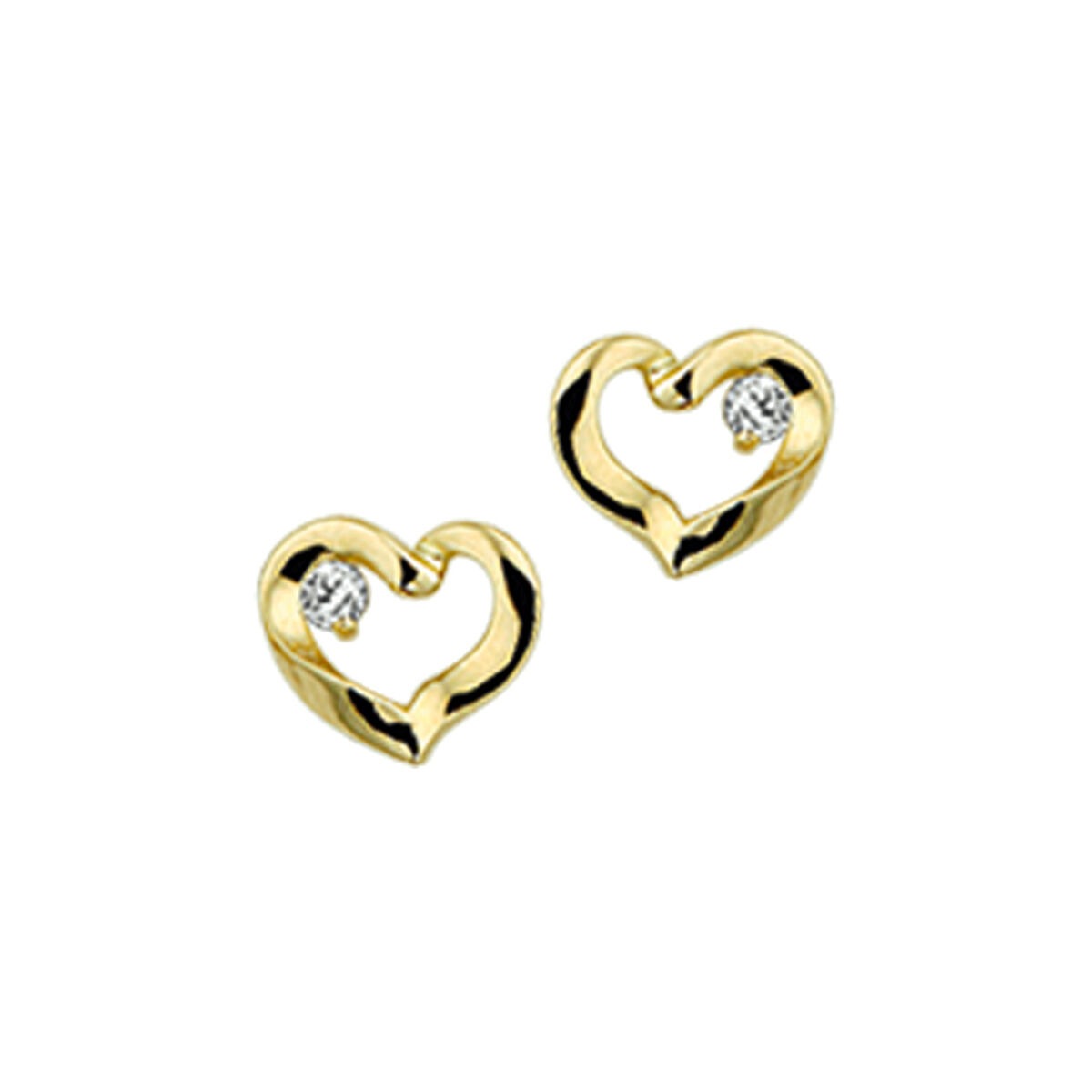 Puces d'oreilles en or en forme de cœur avec zircone – 14k