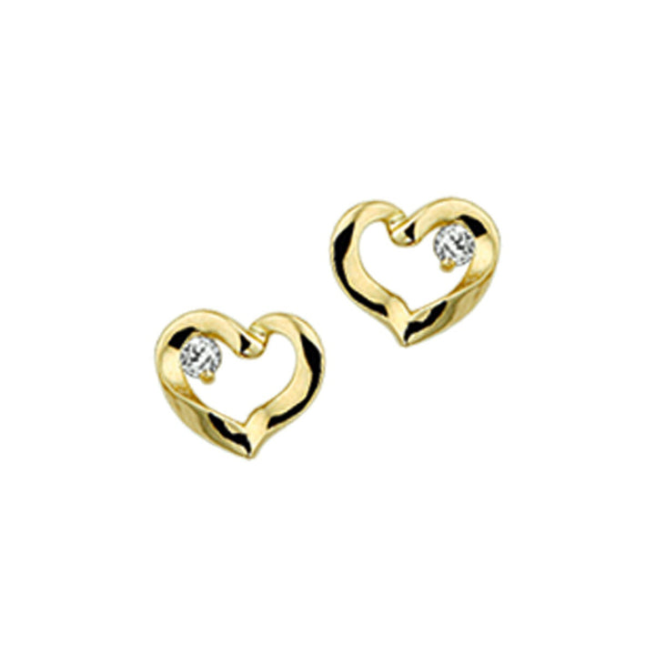 Gouden hart oorknoppen met zirkonia – 14k