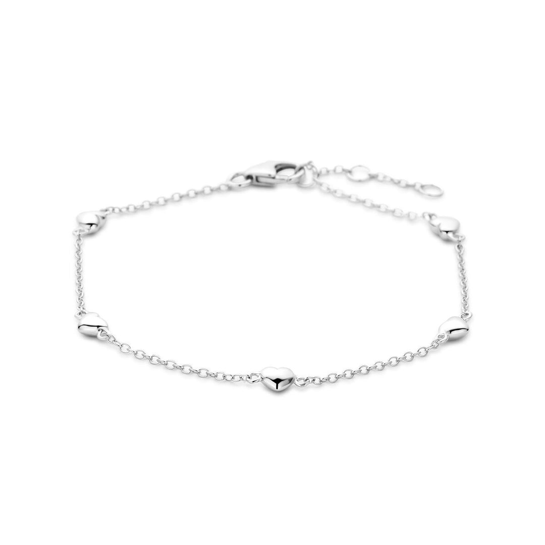 Zilveren dames armband met hartjes – gerhodineerd 18.5 cm