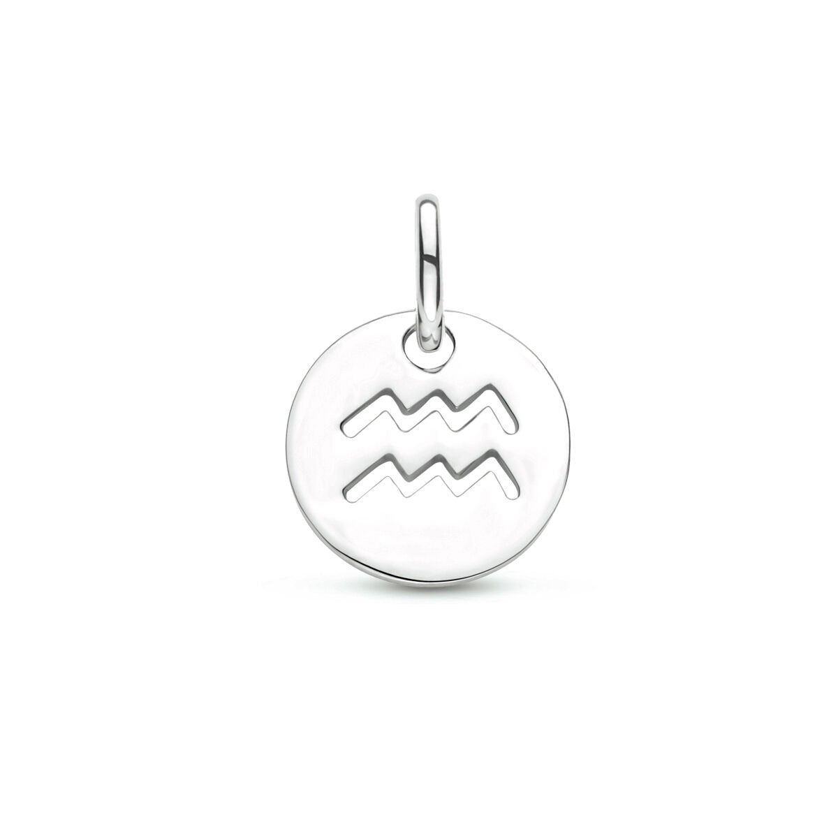 Pendentif en argent 925 rhodié avec motif de signe astrologique.