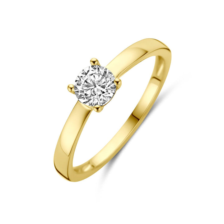 Verguld geel 925 zilveren ring met zirkonia