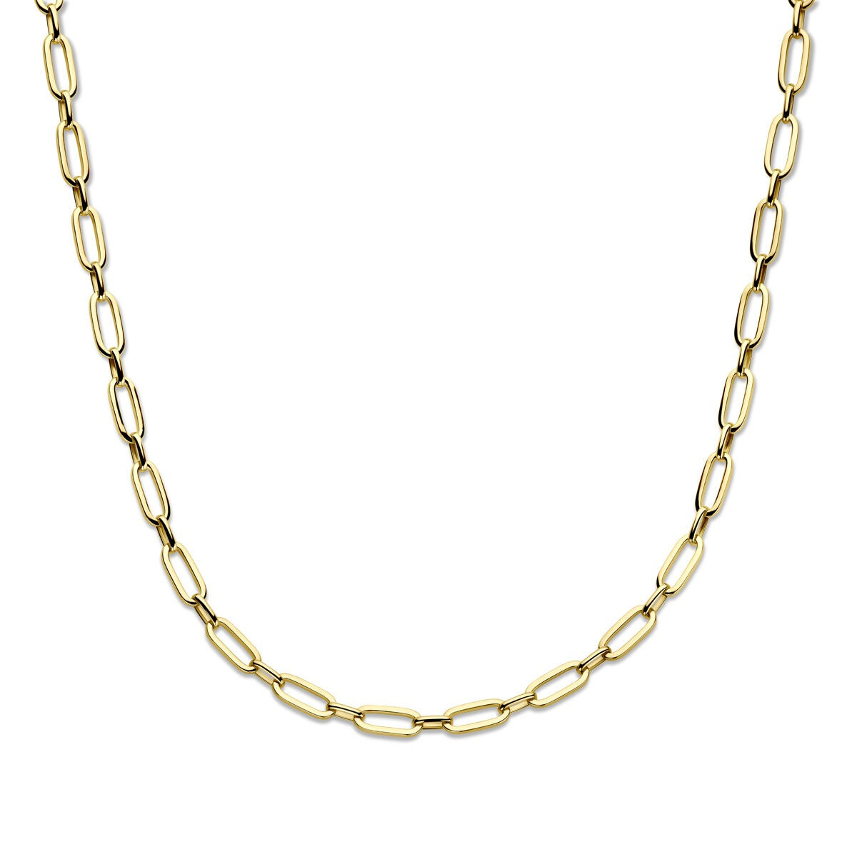 Collier en or jaune 14 carats avec maillons ancrés de 6,5 mm de large.