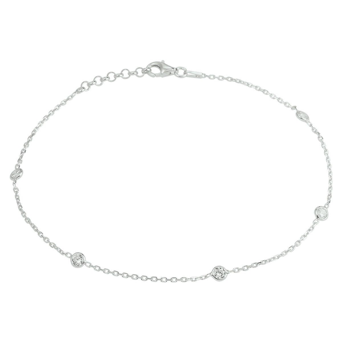 Bracelet en argent rhodié avec rangée de zirconiums.