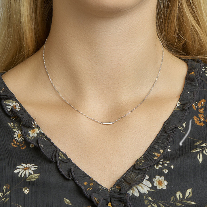 Zilveren collier met balkje – gerhodineerd 925 zilver