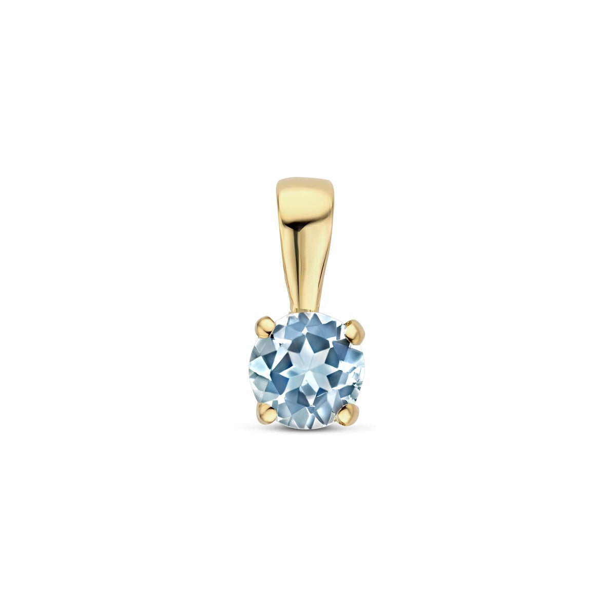 Pendentif en or jaune 14 carats avec topaze bleue ronde.