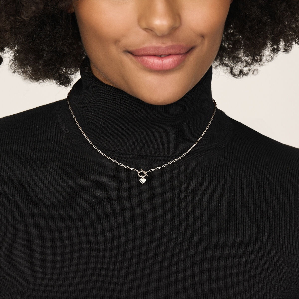 Collier en argent 925 rhodié avec cœur