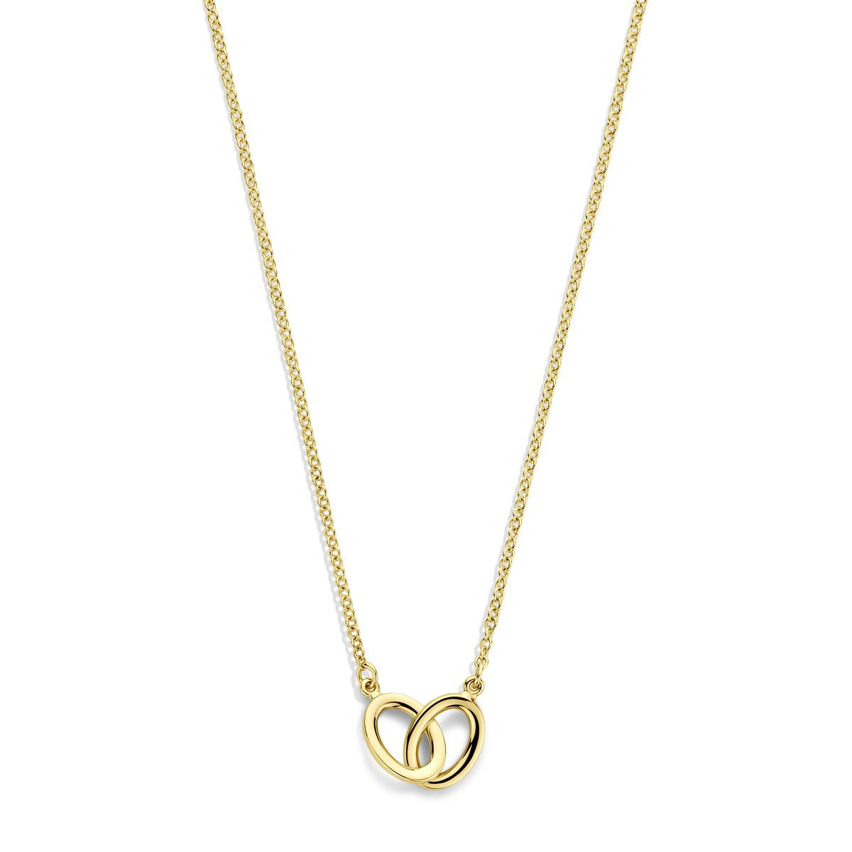 Collier en or jaune 14k avec maillons ovales et pendentif en forme de cœur.