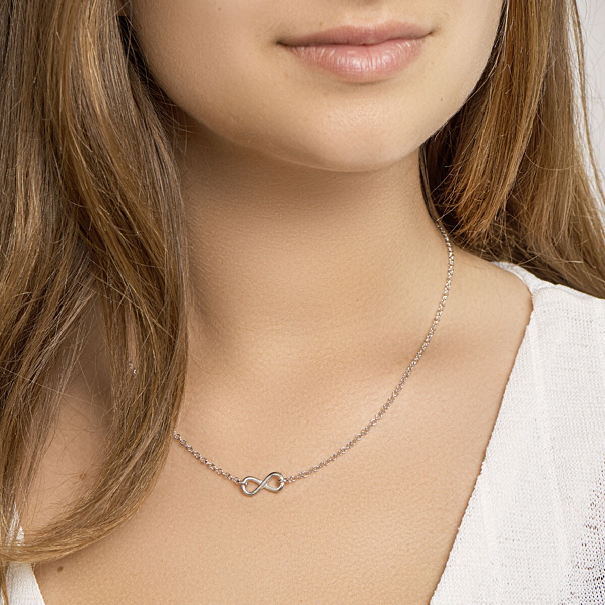 Collier en argent avec symbole infini – rhodié argent 925 (ensemble)