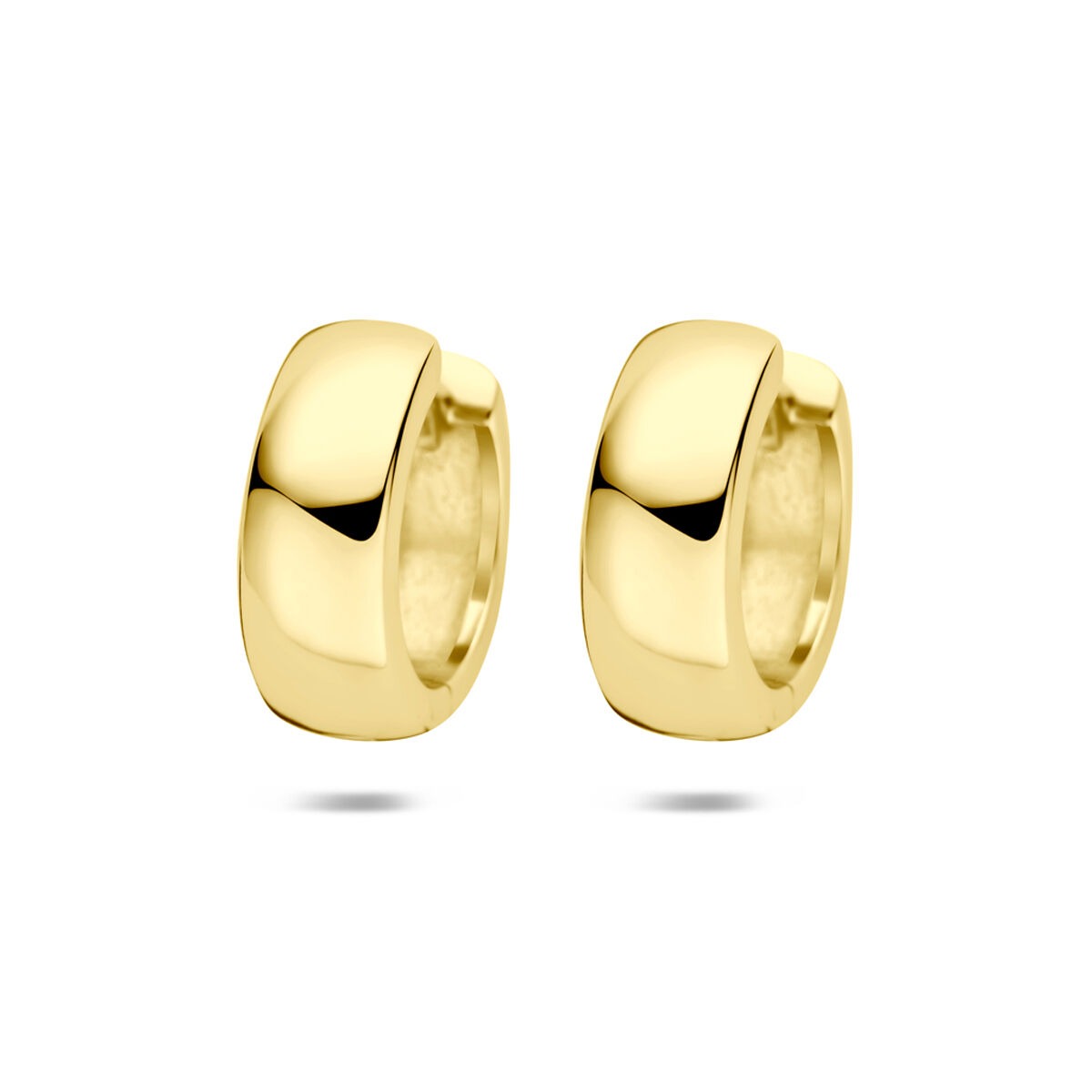 Boucles d'oreilles en argent 925 doré, de forme ronde et lisse, avec une finition brillante.