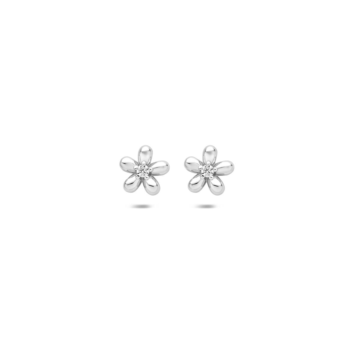 Boucles d'oreilles en argent 925 en forme de fleur avec zircon.