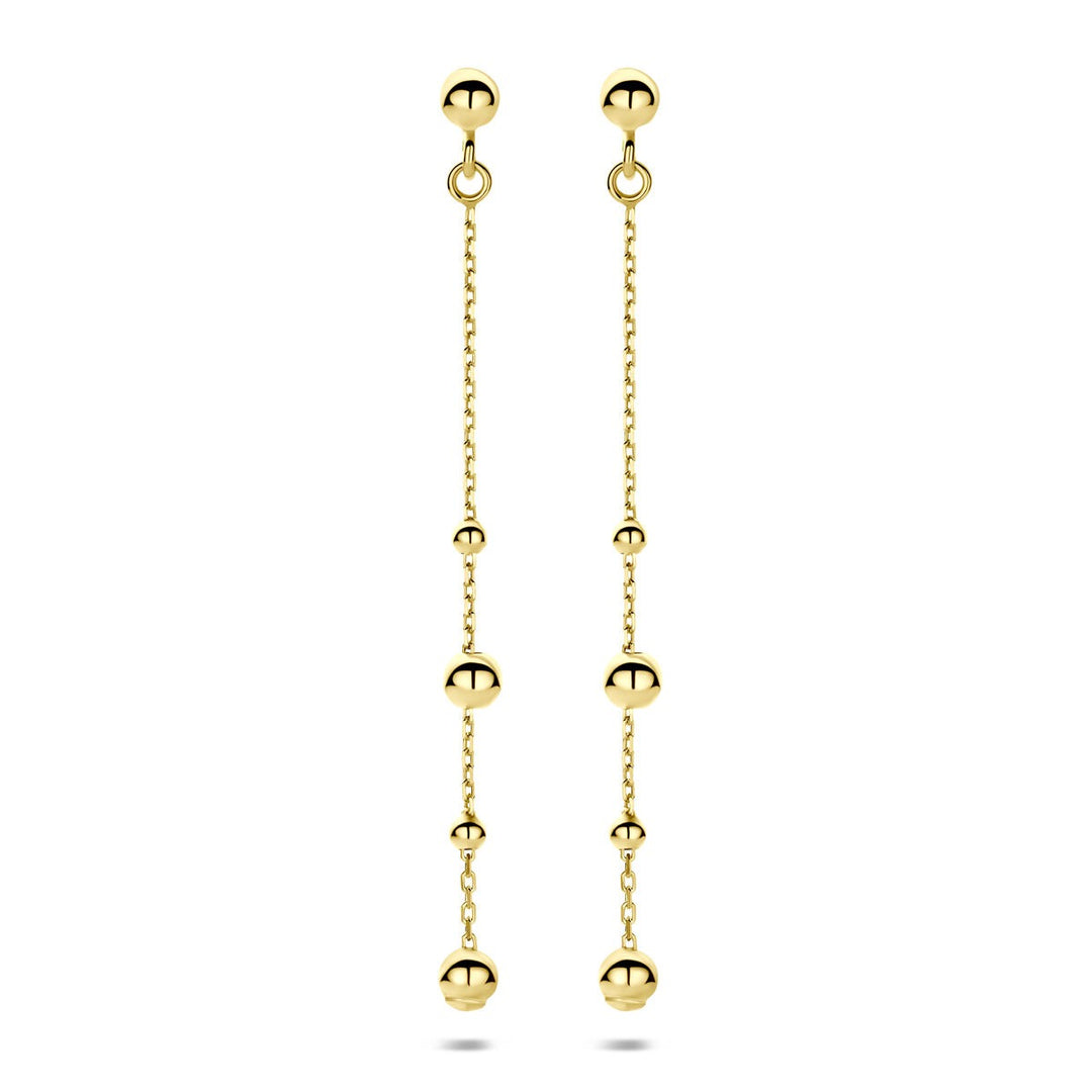 14k Geelgouden oorhangers met bolletjes