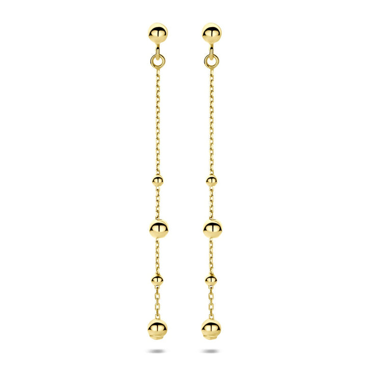 14k Geelgouden oorhangers met bolletjes