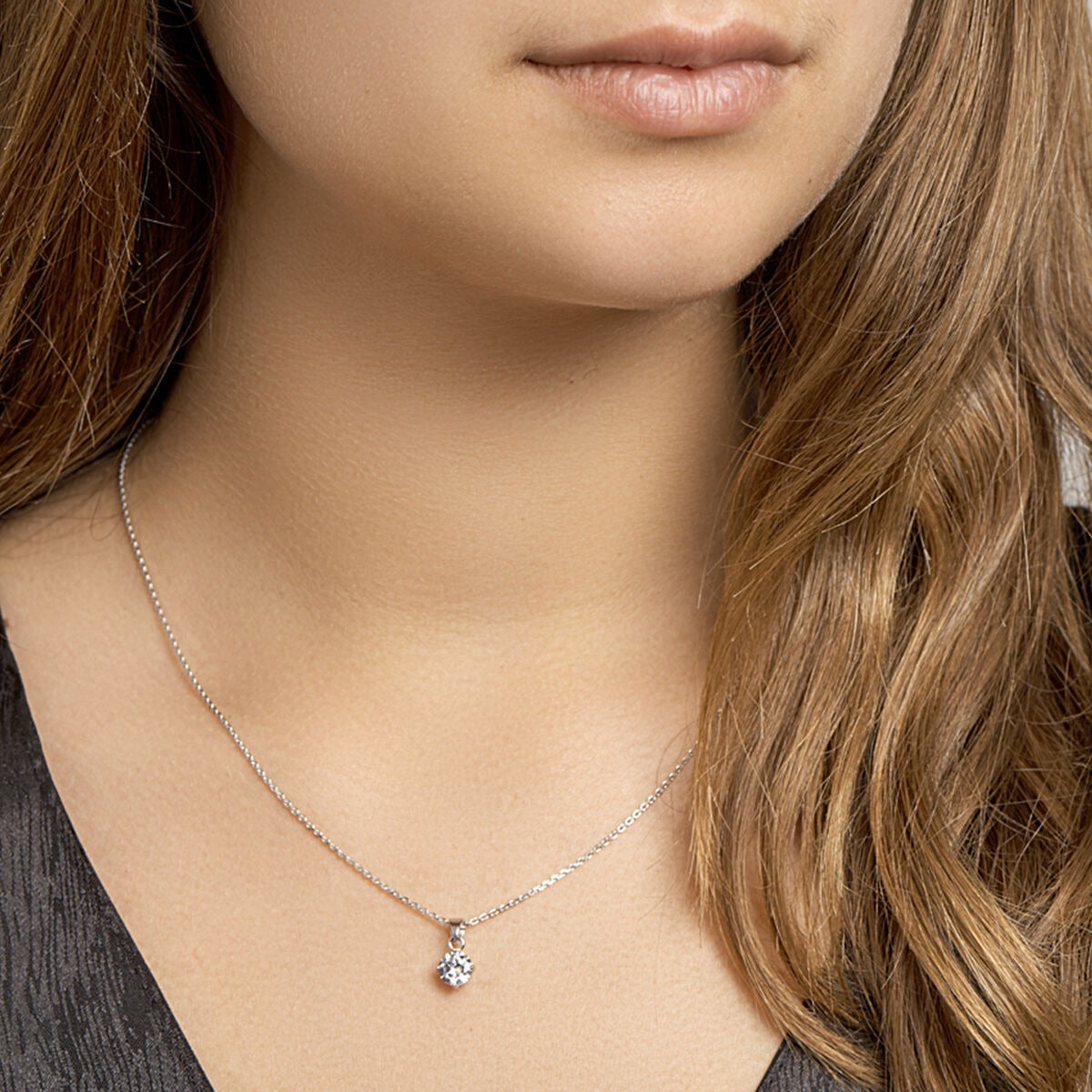 Collier en argent avec zircone – argent rhodié 925
