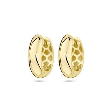 Boucles d'oreilles en or 9 carats, de forme arrondie avec un motif ajouré.