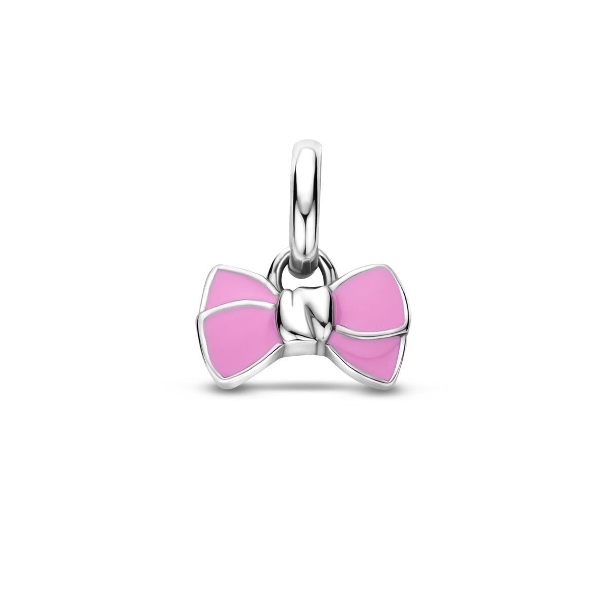 pendentif en forme de nœud rose avec finition rhodiée en argent 925.