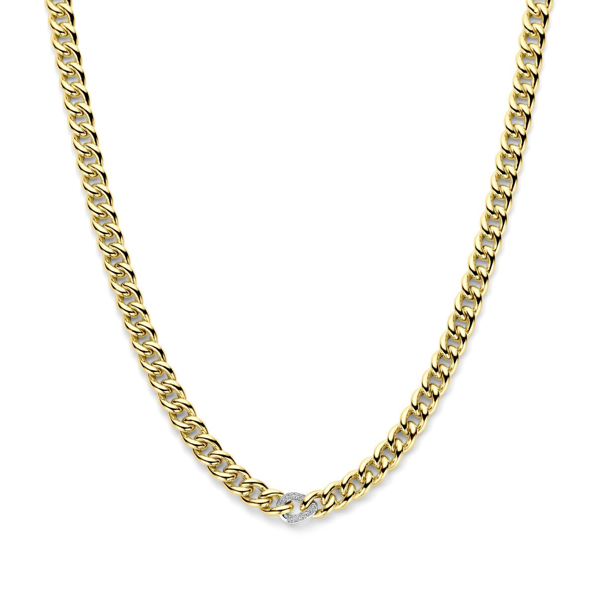 Collier en or bicolore jaune et blanc avec un diamant.
