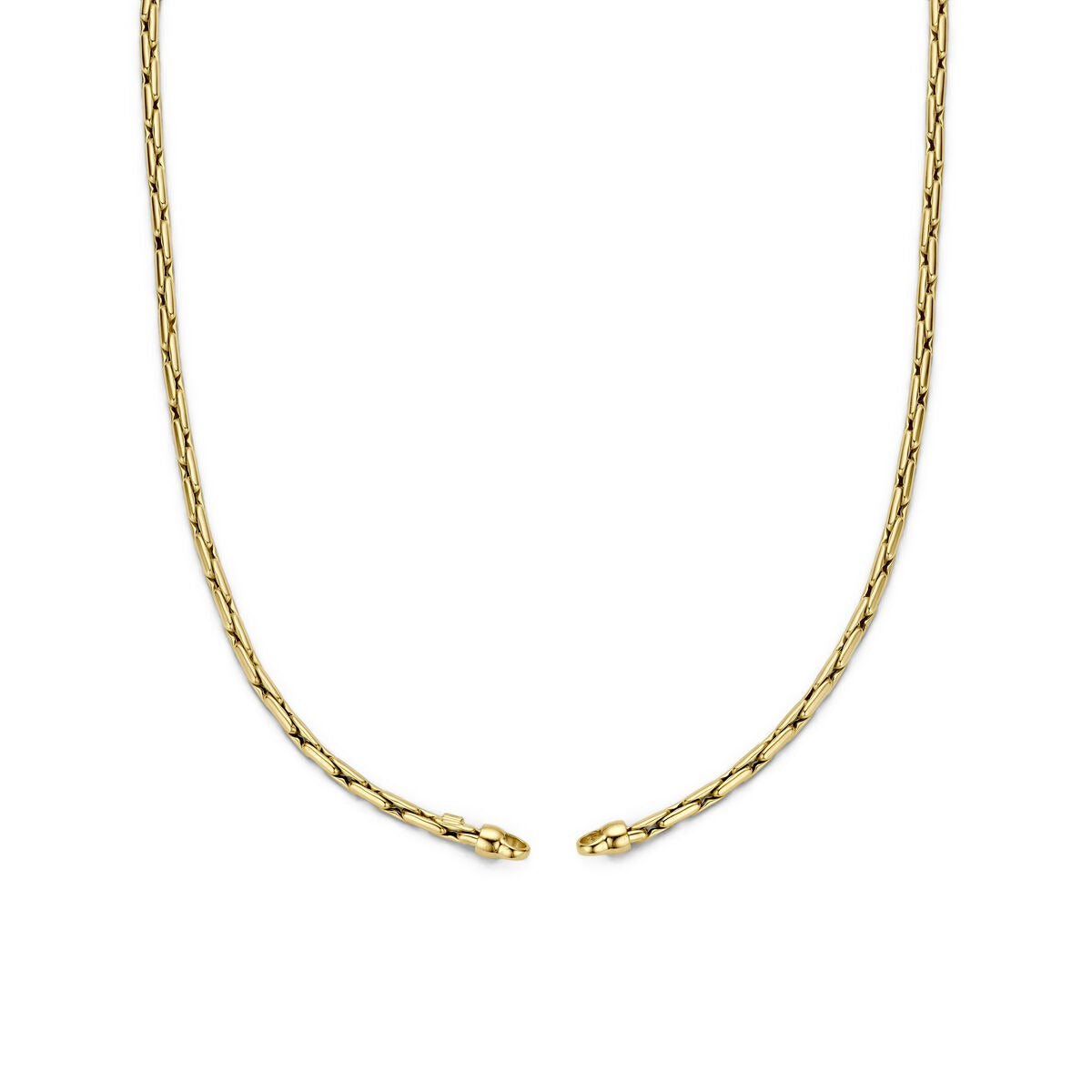 Collier en or jaune 14 carats sans fermoir, avec maillons torsadés.