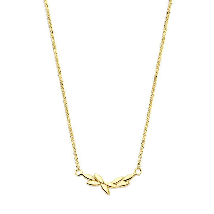 Verguld Zilveren Collier met Plantenmotief – 40-45cm