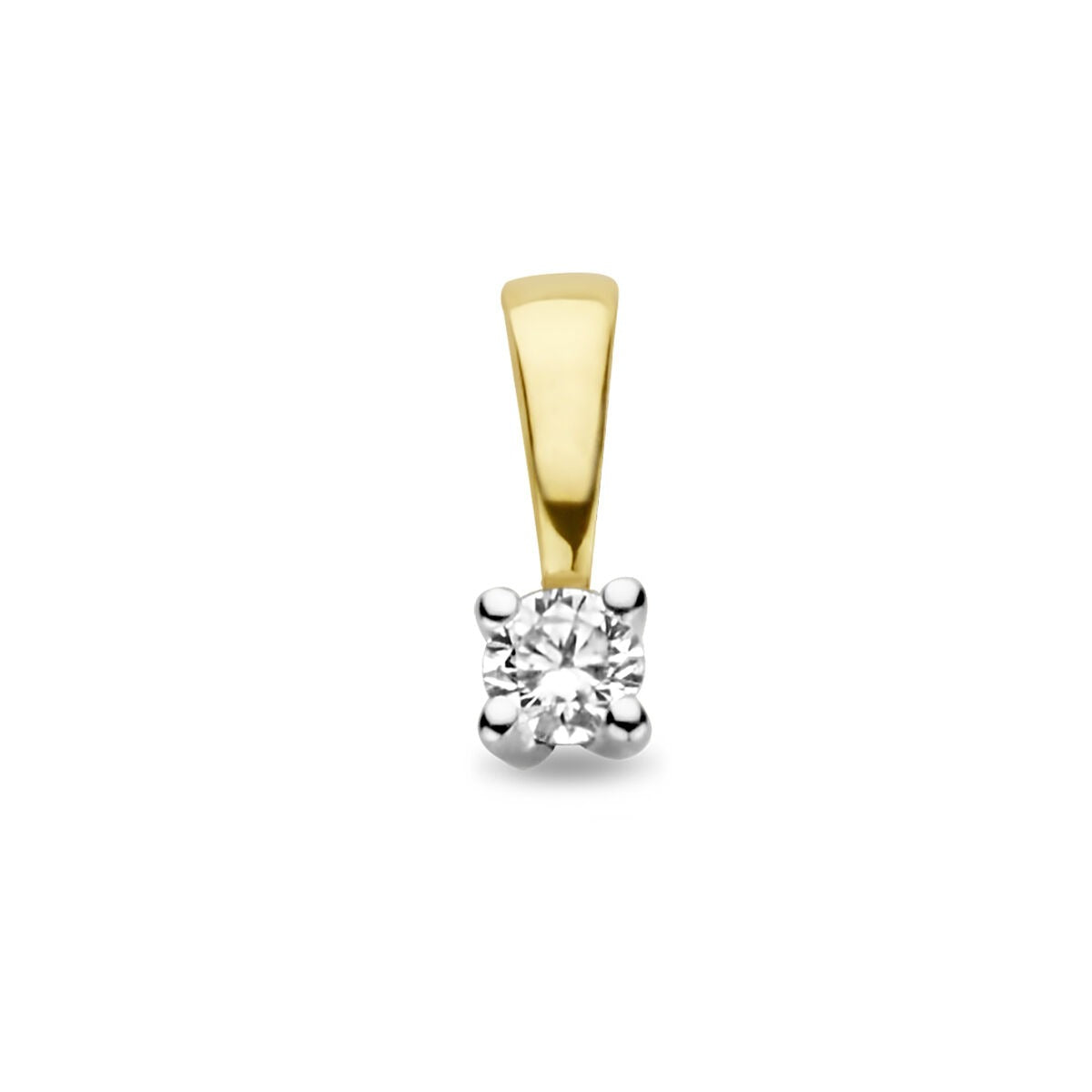 Pendentif en or bicolore avec un diamant brillant.