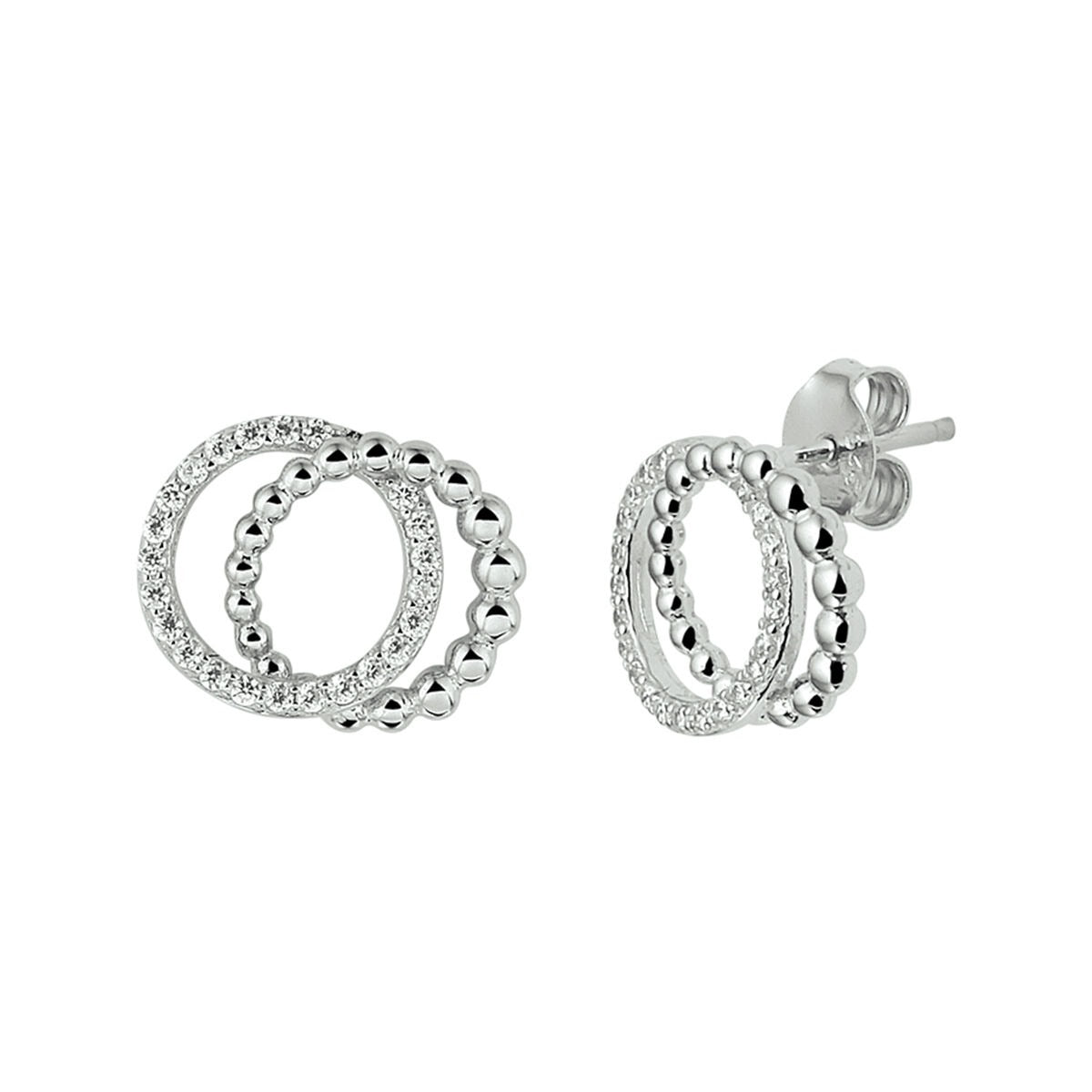 Puces d'oreilles en argent avec zircone – rhodié 925